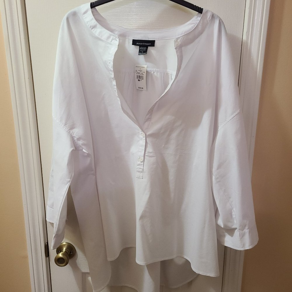 White Poplin Shirt from Ashley Stewart Size 24 - New with Tags